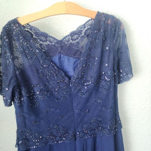 Talbots silk evening beaded sequined maxi mother of the bride dress - Picture 4 of 14